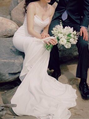 Stella York White Bridal Dress with Pearl Detail